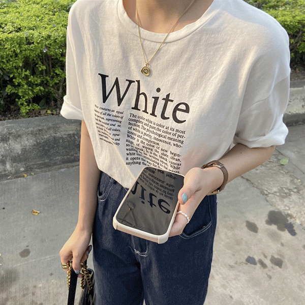 [만원의행복] 컬러 레터링 라운드 티셔츠