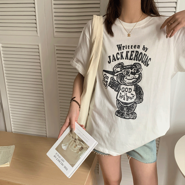[당일배송/데일리/캐주얼] 지슬레 베어 프린팅 오버핏 티셔츠