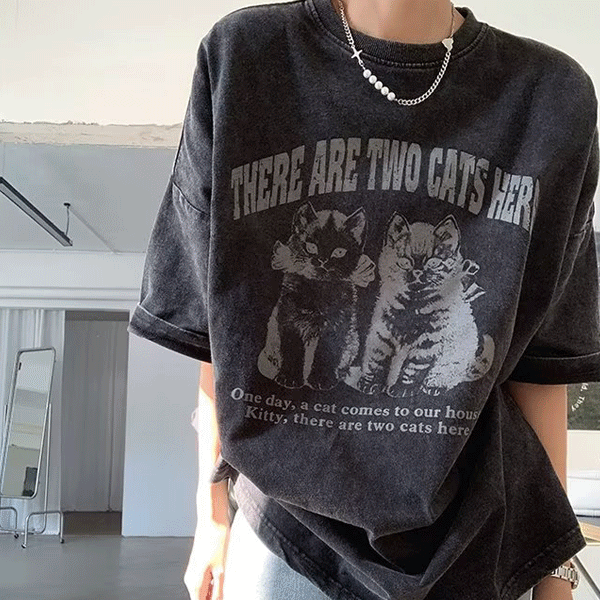 [빈티지/루즈핏] 레리안 프린팅 루즈핏 반팔 티셔츠